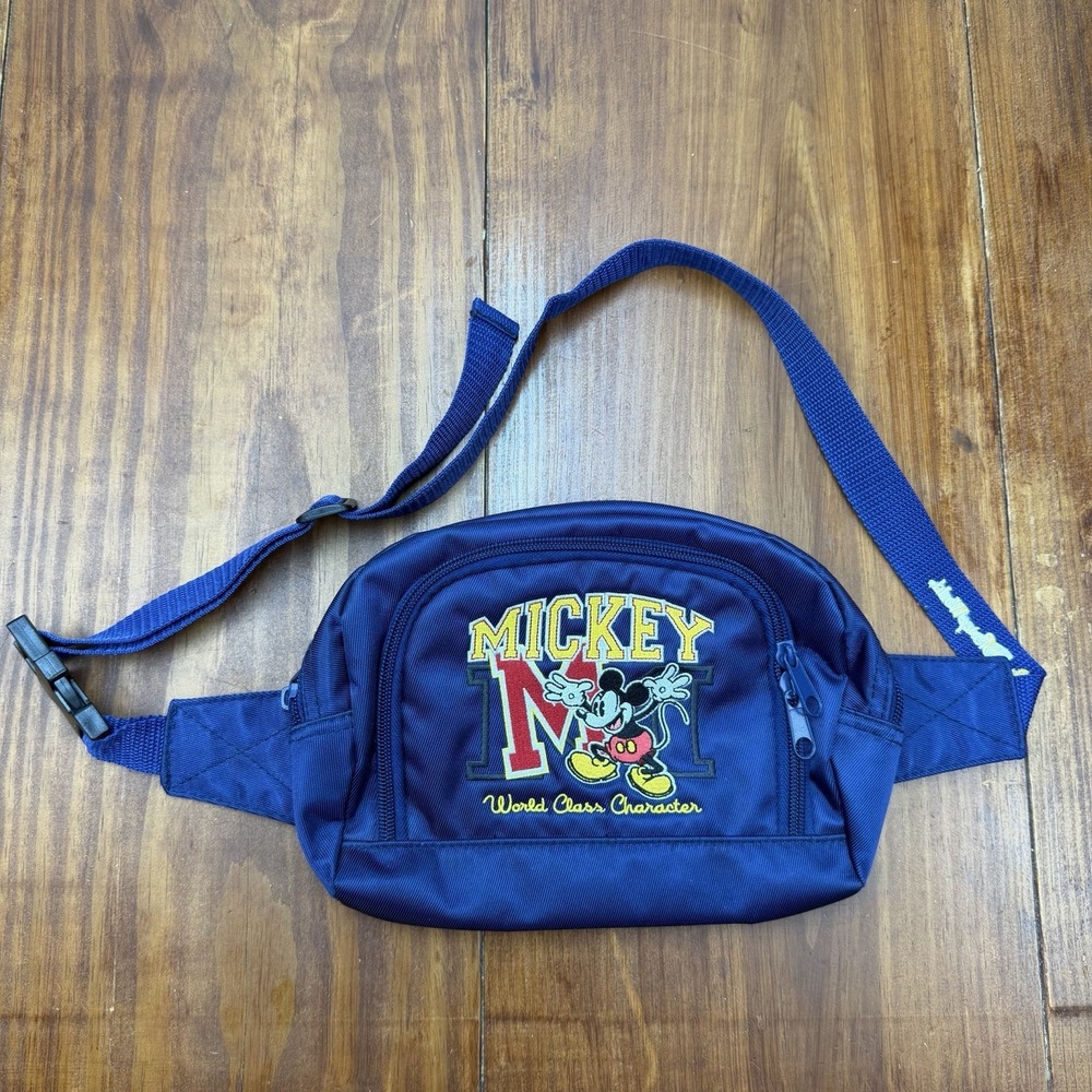 Walt Disney World Mickey World Class Character Blue Fanny Pack  Embroidered